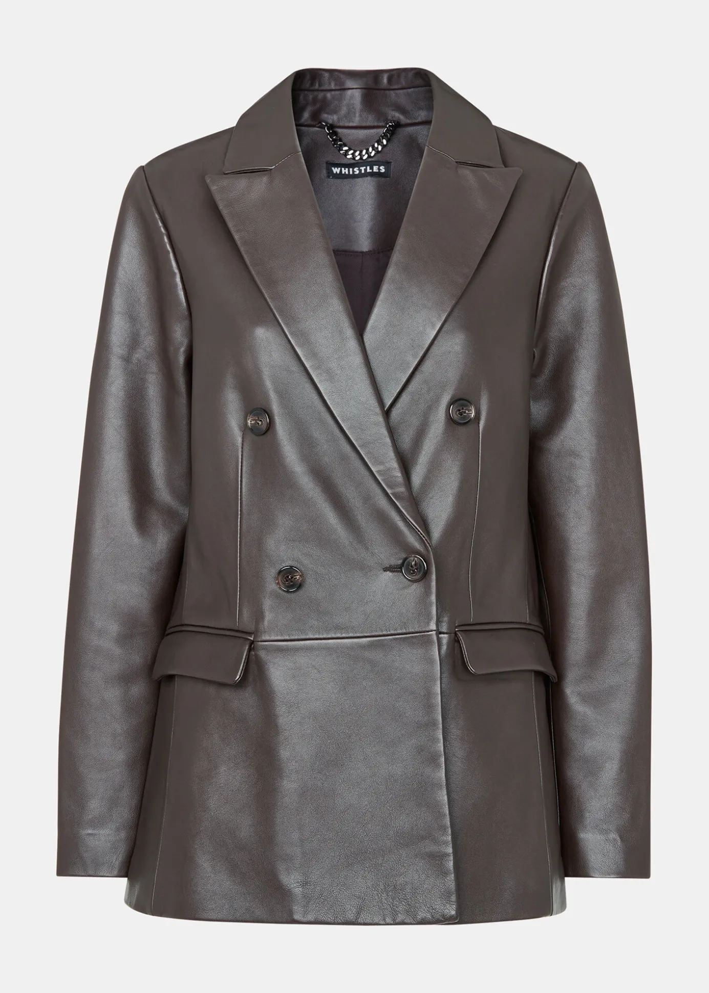 Burgundy Aliza Waisted Leather Blazer