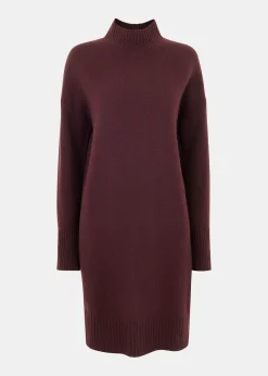 Burgundy Amelia Wool Knitted Dress
