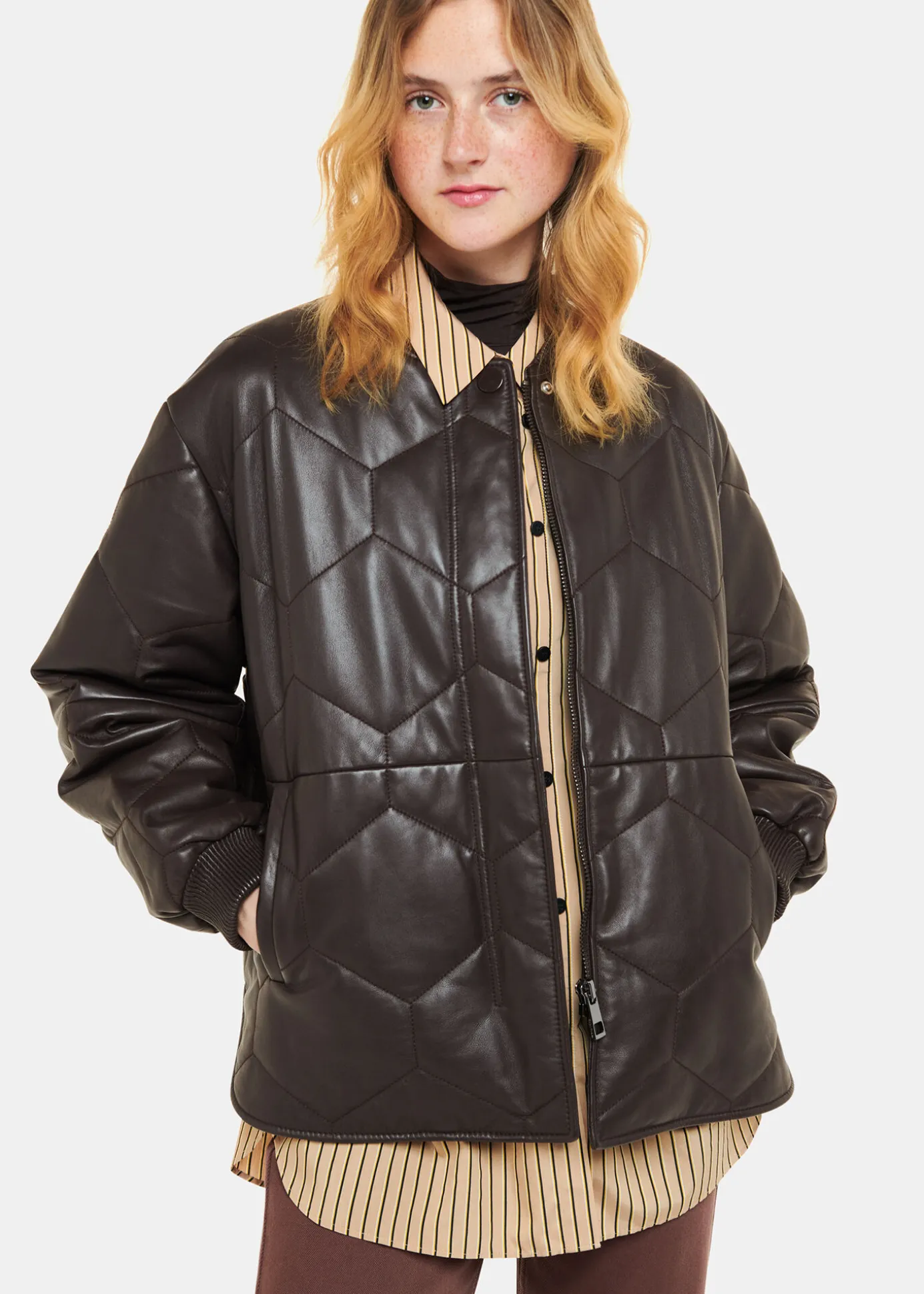 Burgundy Cleo Leather Quilted Jacket