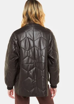 Burgundy Cleo Leather Quilted Jacket