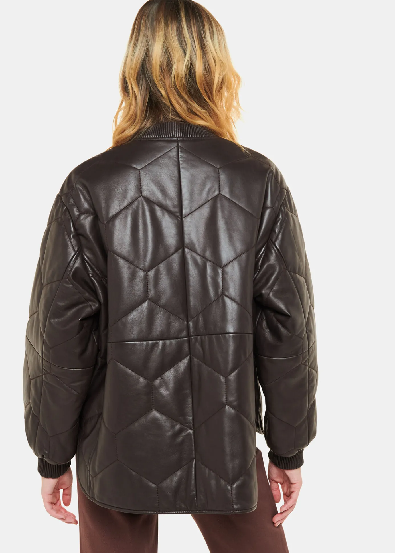 Burgundy Cleo Leather Quilted Jacket