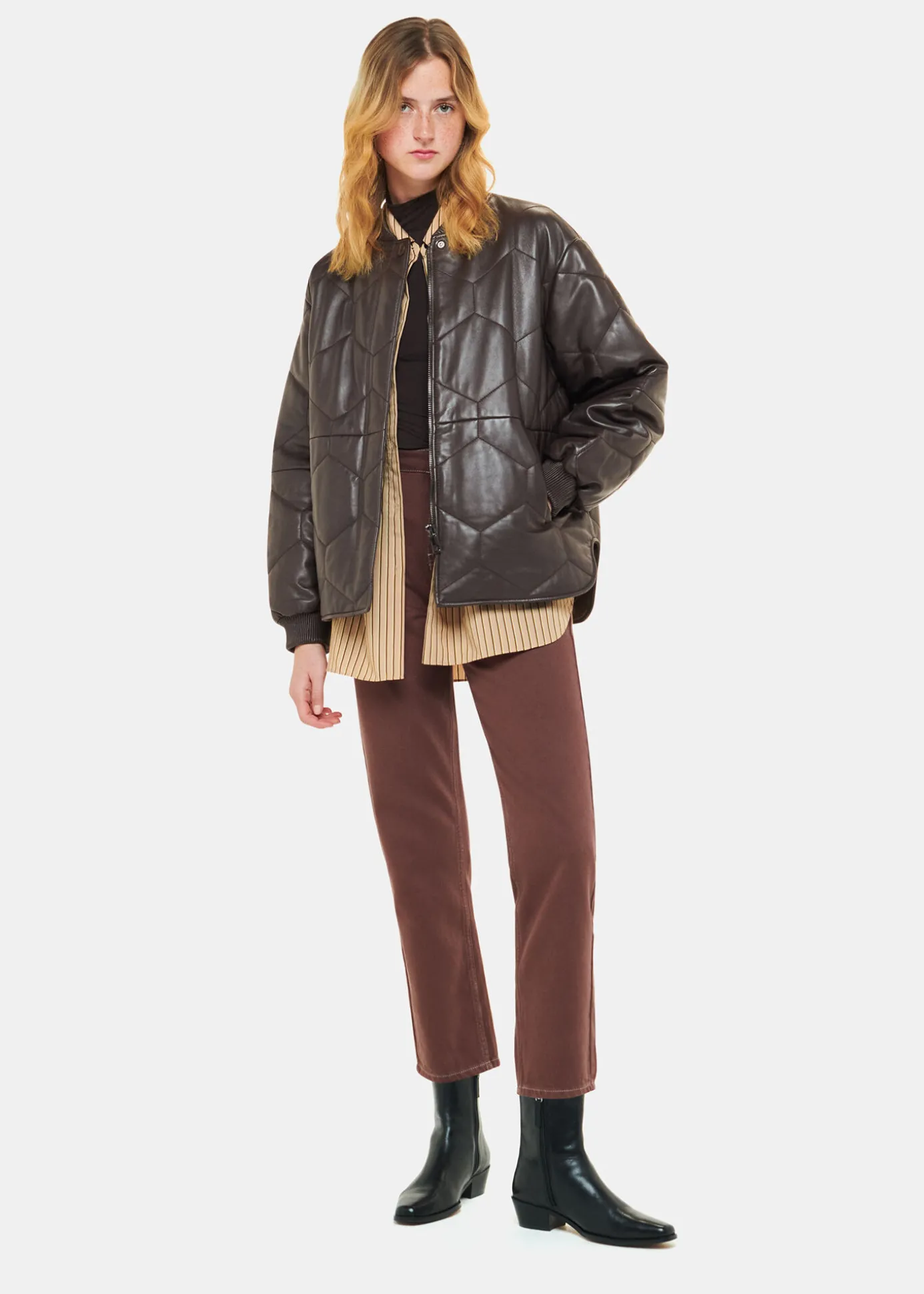 Burgundy Cleo Leather Quilted Jacket