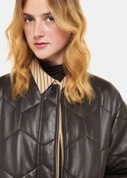 Burgundy Cleo Leather Quilted Jacket