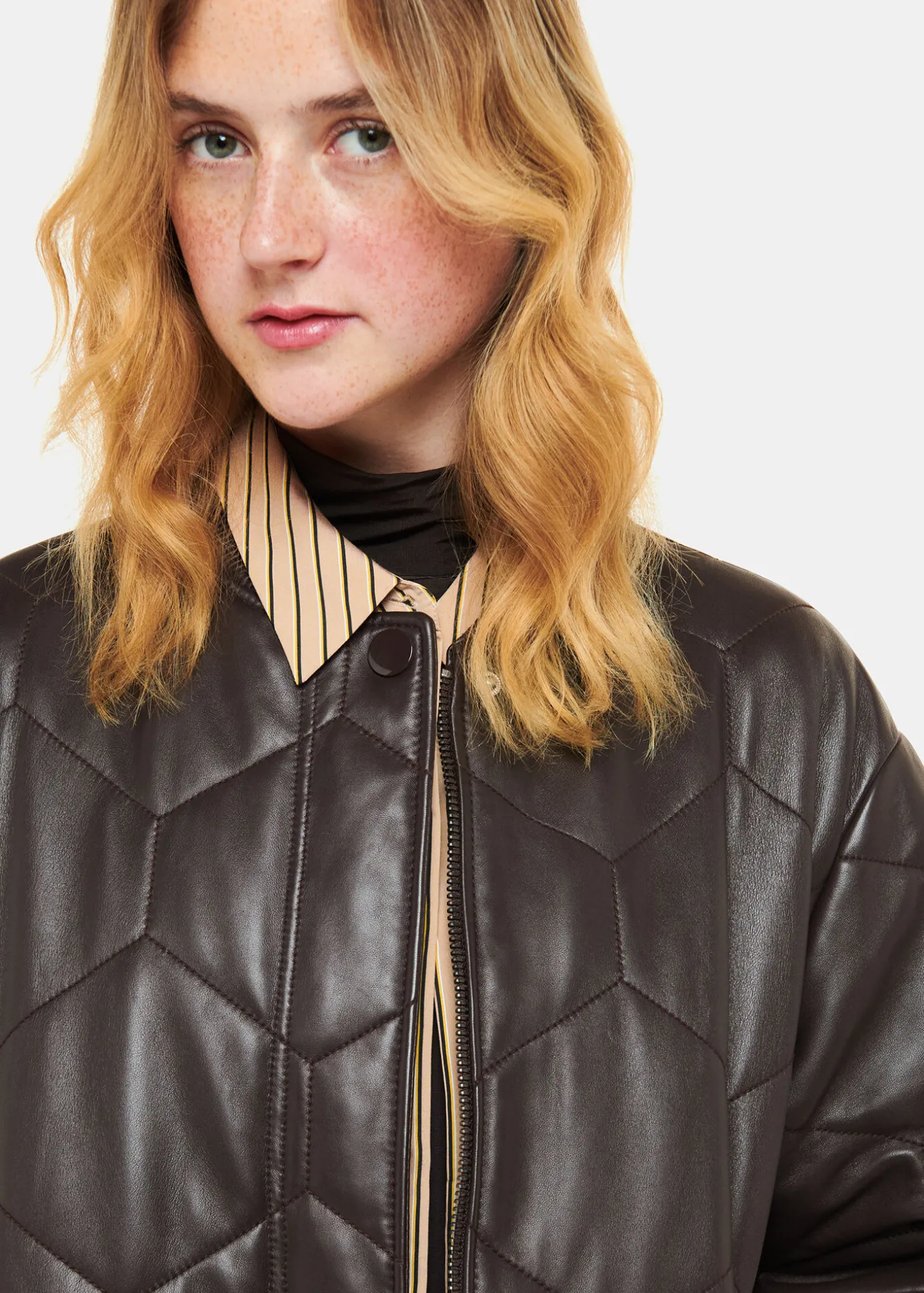 Burgundy Cleo Leather Quilted Jacket