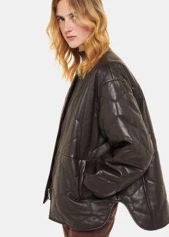 Burgundy Cleo Leather Quilted Jacket