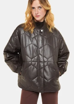 Burgundy Cleo Leather Quilted Jacket