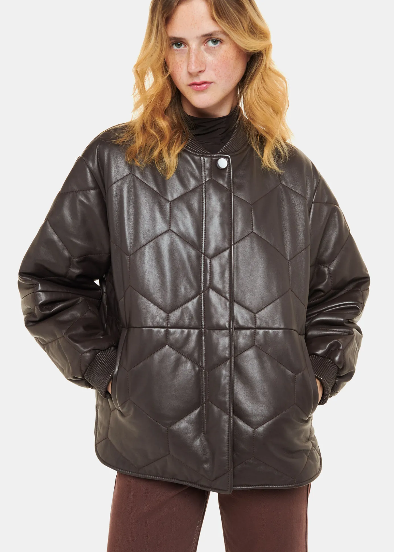 Burgundy Cleo Leather Quilted Jacket