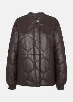 Burgundy Cleo Leather Quilted Jacket
