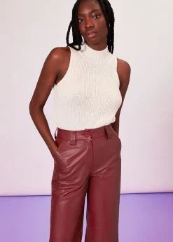 Burgundy Emily Leather Pant