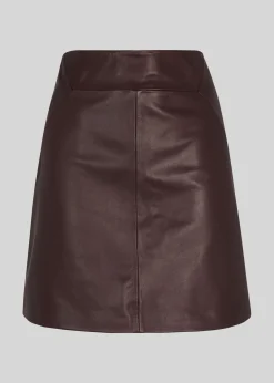 Burgundy Leather A line Skirt