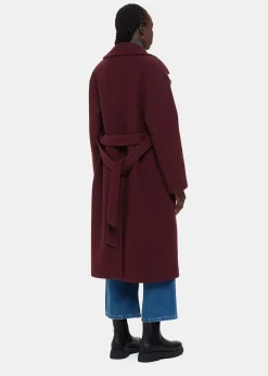 Burgundy Lorna Wrap Wool Coat