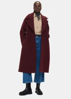 Burgundy Lorna Wrap Wool Coat