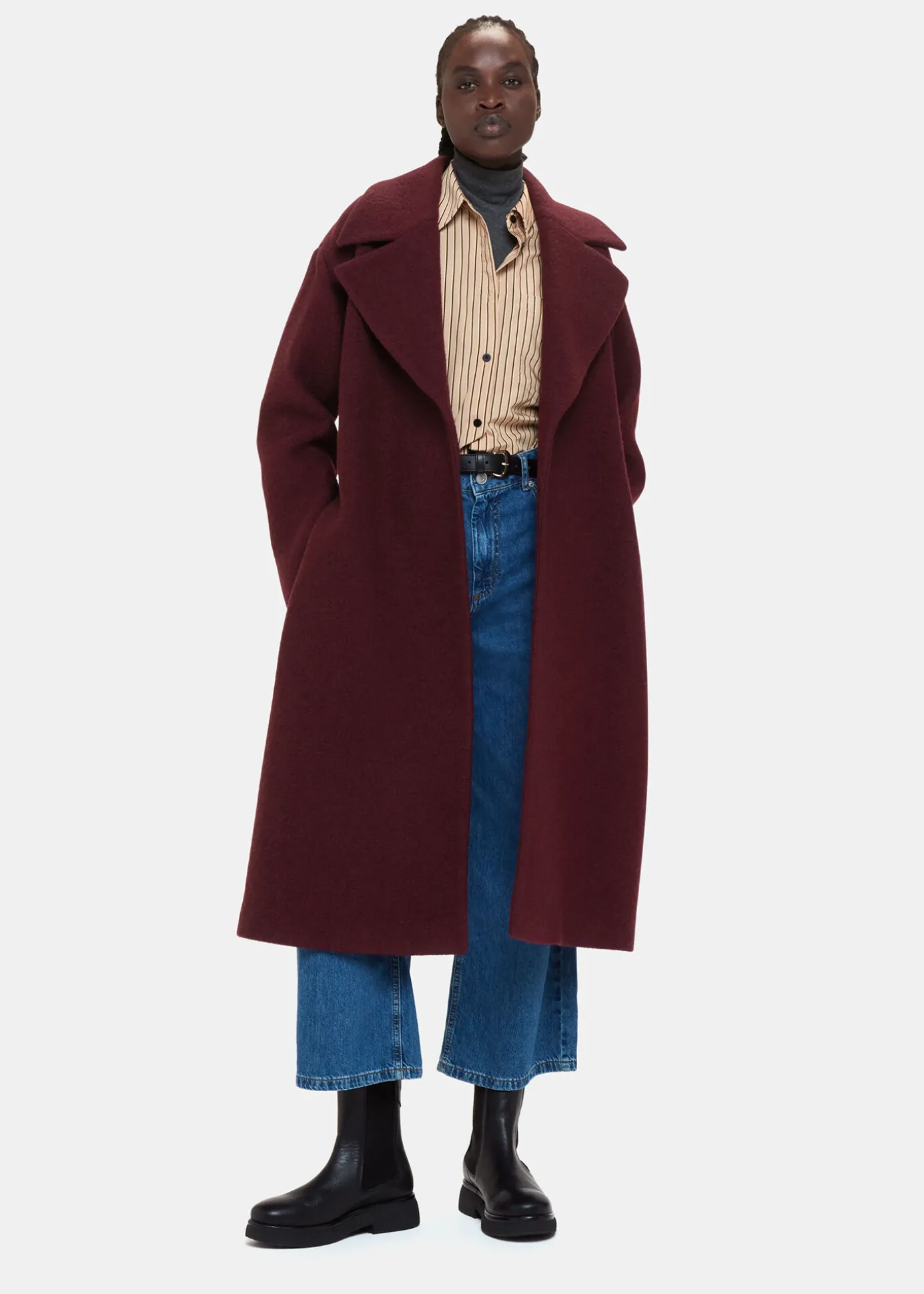 Burgundy Lorna Wrap Wool Coat