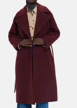 Burgundy Lorna Wrap Wool Coat