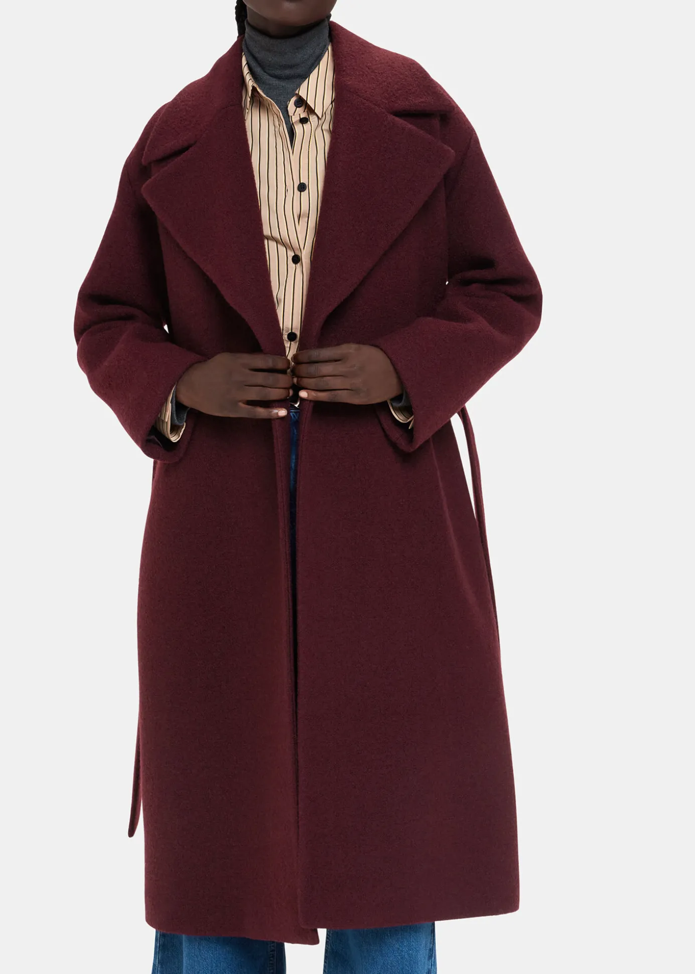 Burgundy Lorna Wrap Wool Coat