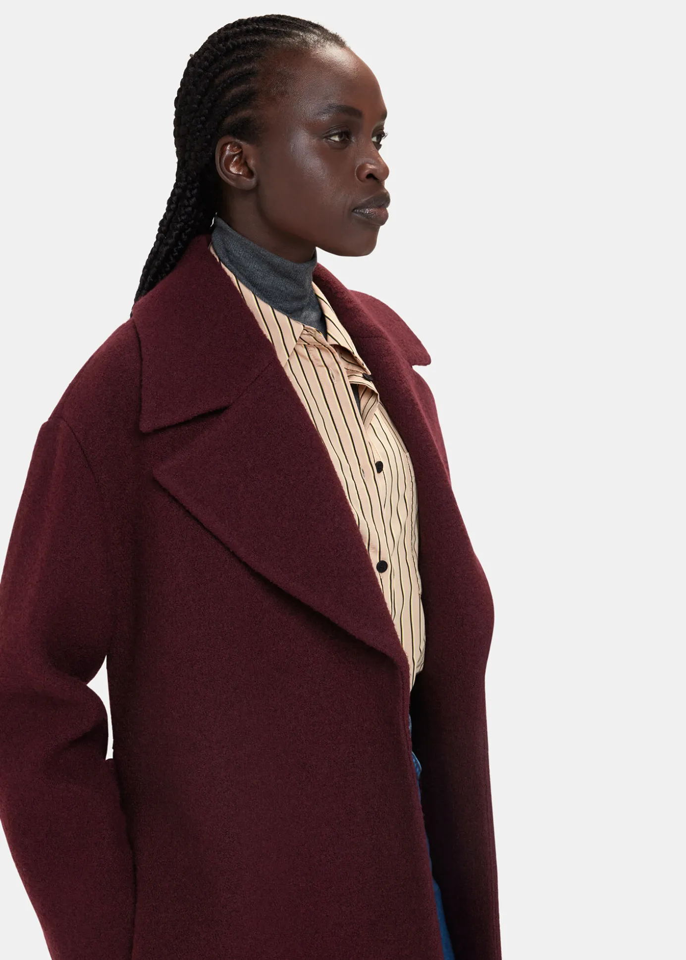 Burgundy Lorna Wrap Wool Coat