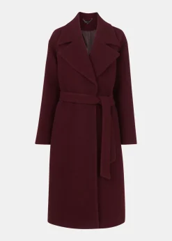 Burgundy Lorna Wrap Wool Coat