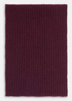 Burgundy Wool Mix Rib Scarf