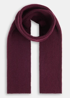Burgundy Wool Mix Rib Scarf