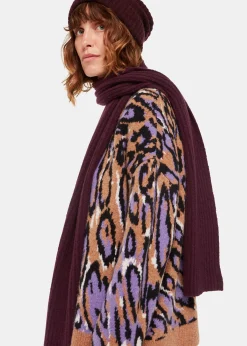 Burgundy Wool Mix Rib Scarf