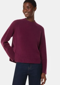 Burgundy Wool Mix Side Split Knit