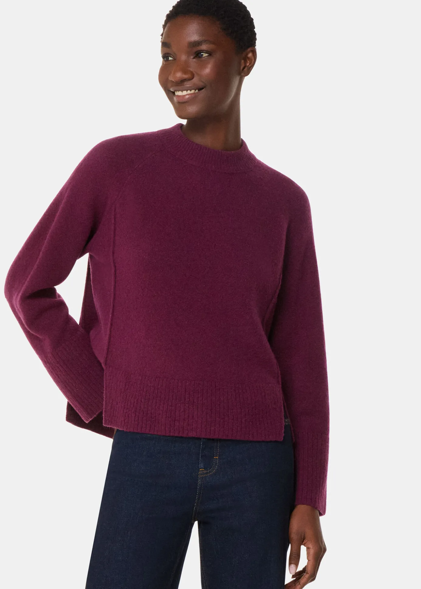 Burgundy Wool Mix Side Split Knit