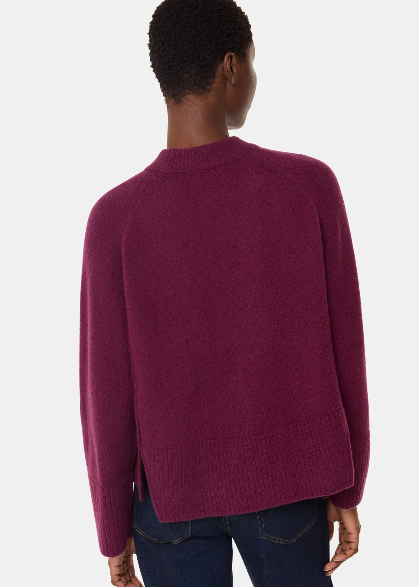 Burgundy Wool Mix Side Split Knit