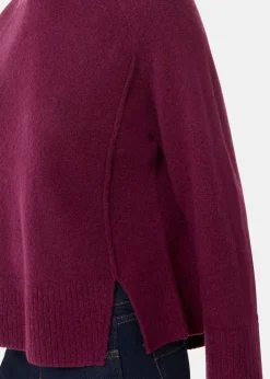 Burgundy Wool Mix Side Split Knit