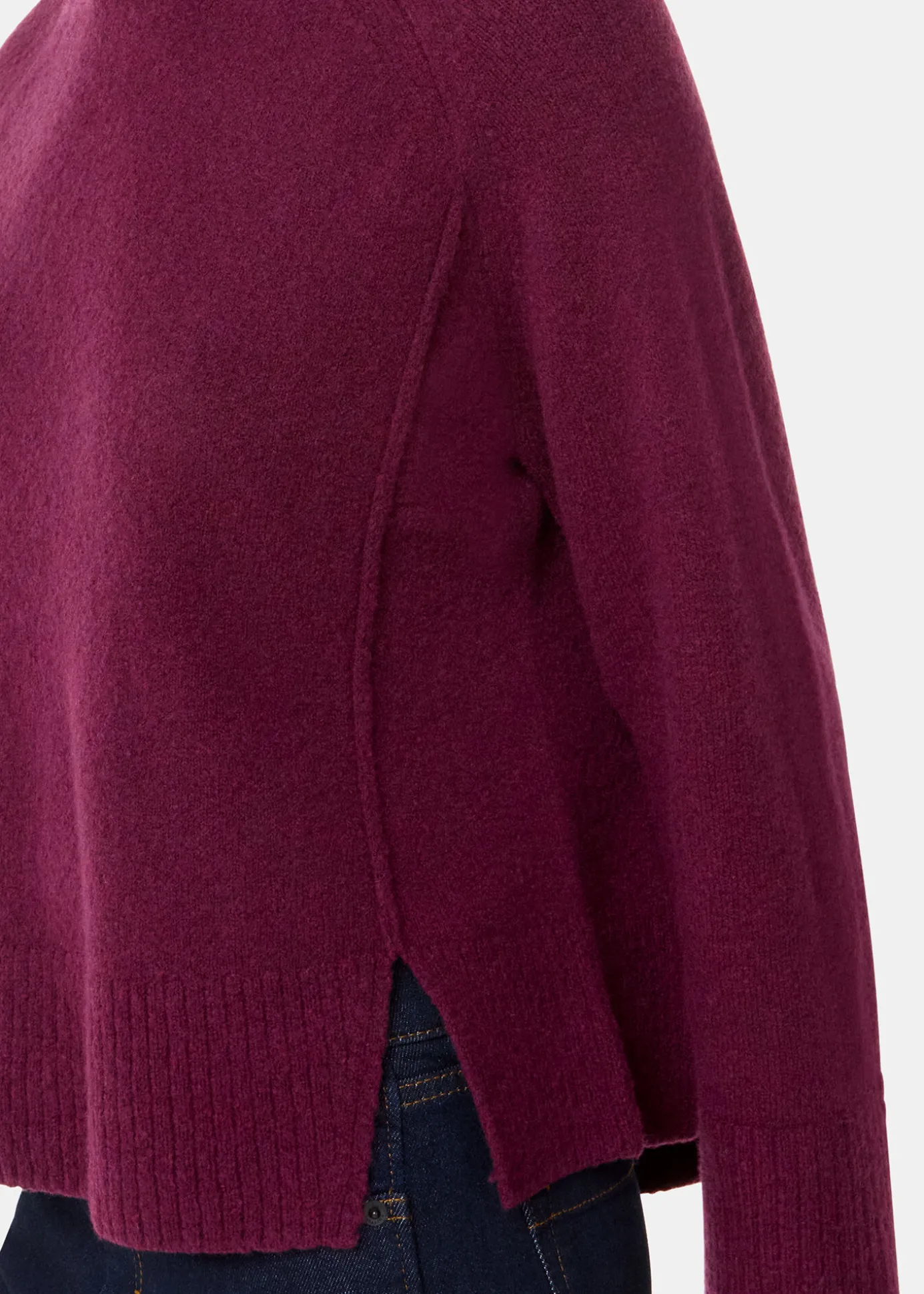 Burgundy Wool Mix Side Split Knit