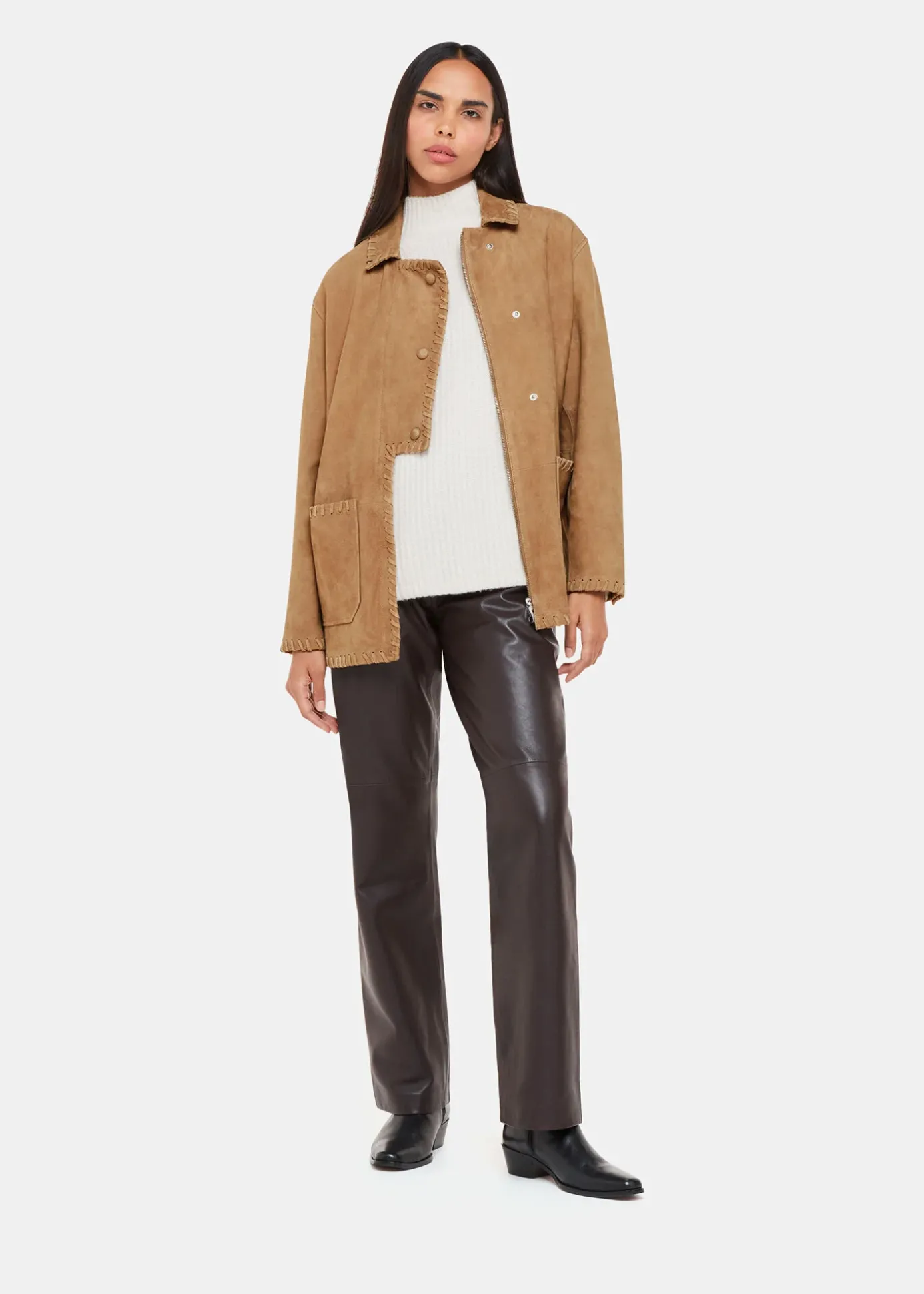 Camel Bohdi Western Suede Biker