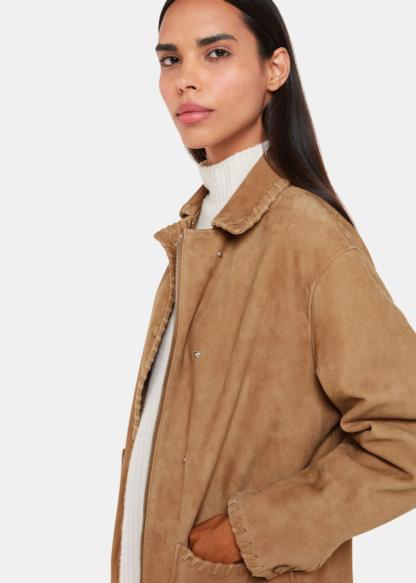 Camel Bohdi Western Suede Biker