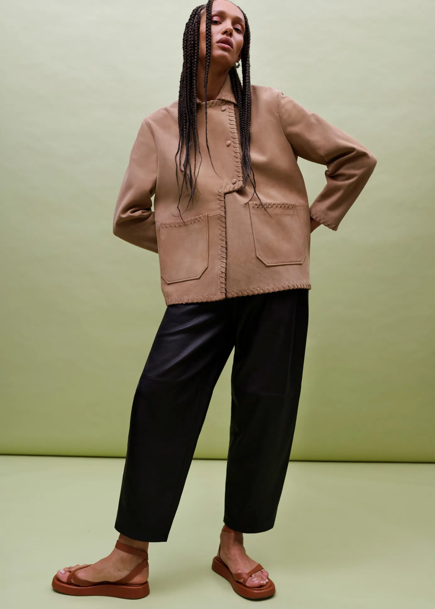 Camel Bohdi Western Suede Biker