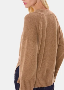 Camel Cashmere Blend Ribbed Cardigan