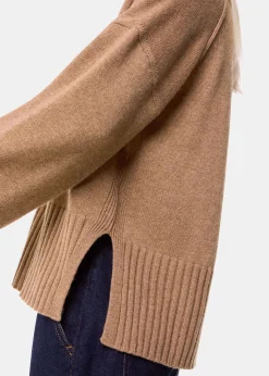 Camel Cashmere Blend Ribbed Cardigan