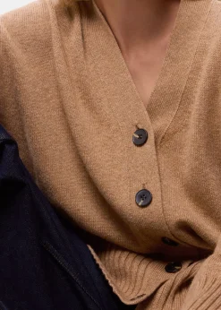 Camel Cashmere Blend Ribbed Cardigan