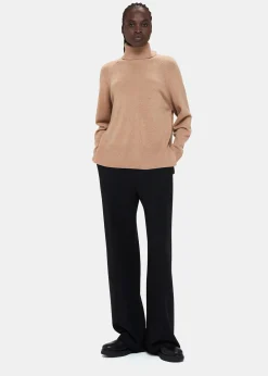 Camel Cashmere Roll Neck