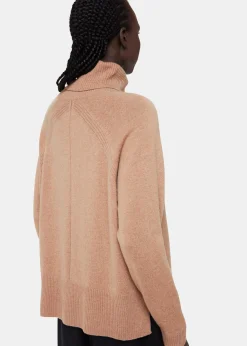 Camel Cashmere Roll Neck