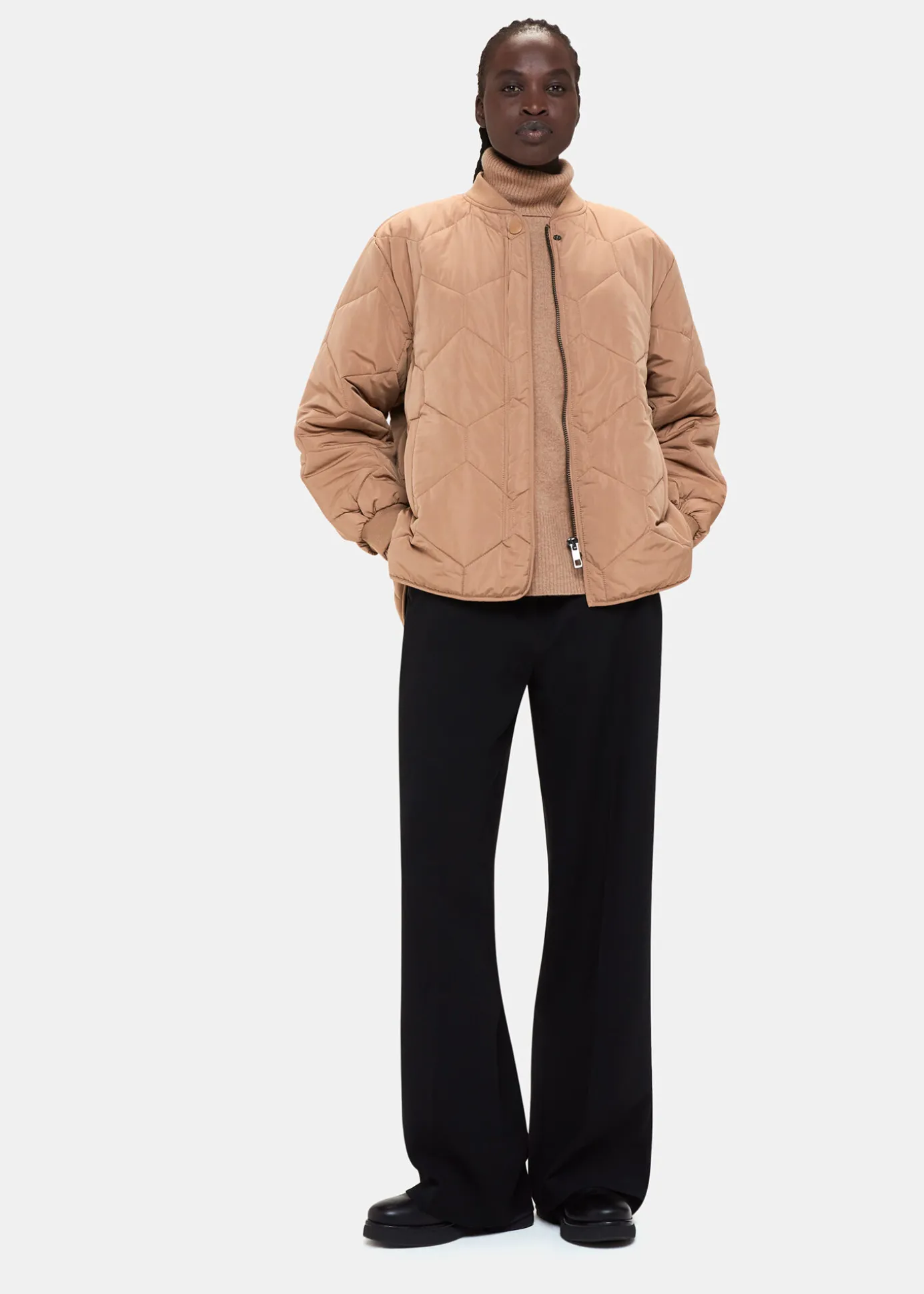 Camel Cashmere Roll Neck