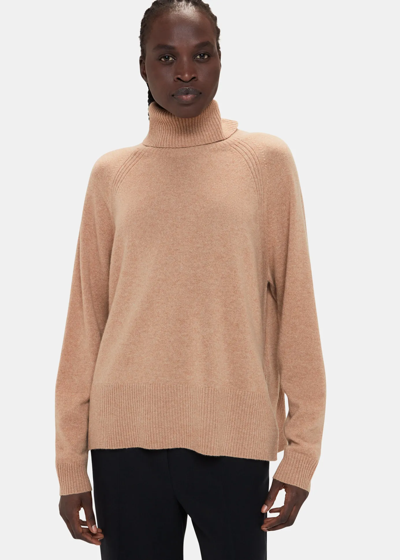 Camel Cashmere Roll Neck