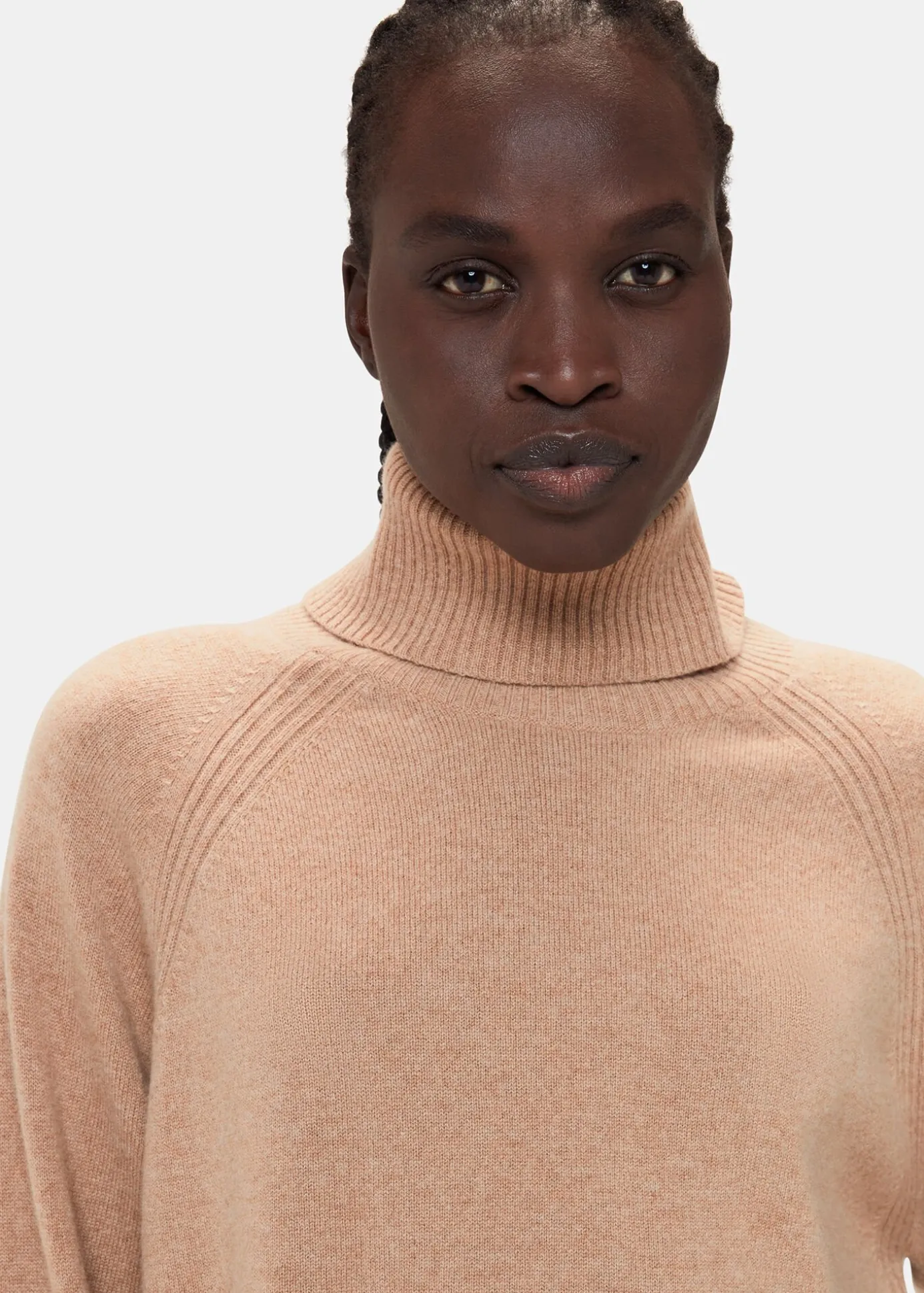 Camel Cashmere Roll Neck