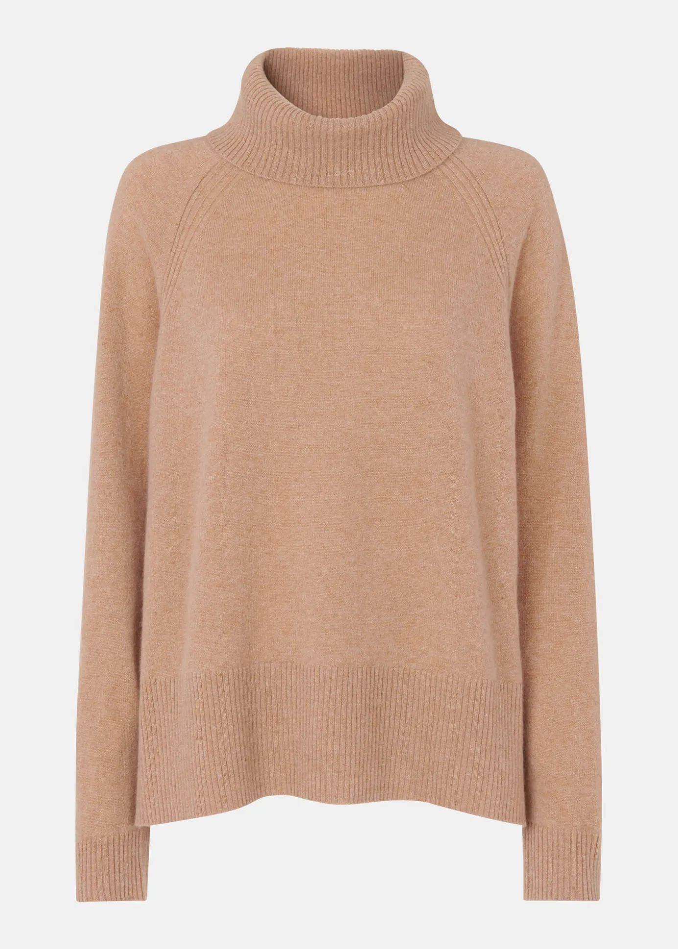 Camel Cashmere Roll Neck