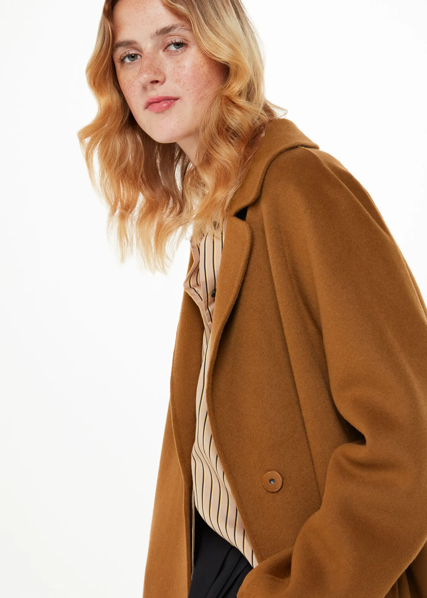 Camel Julia Wool Double Faced Coat