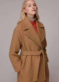 Camel Lorna Wrap Wool Coat