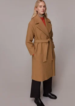 Camel Lorna Wrap Wool Coat