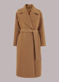 Camel Lorna Wrap Wool Coat