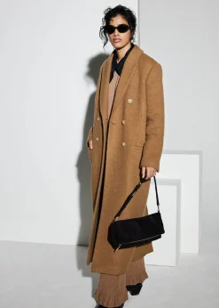 Camel Textured Wool Blend Coat