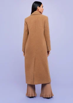 Camel Textured Wool Blend Coat