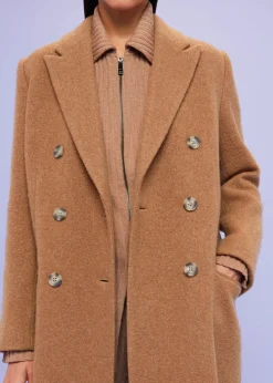 Camel Textured Wool Blend Coat