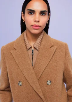 Camel Textured Wool Blend Coat