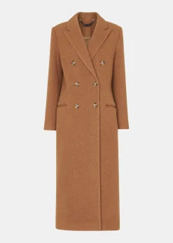 Camel Textured Wool Blend Coat